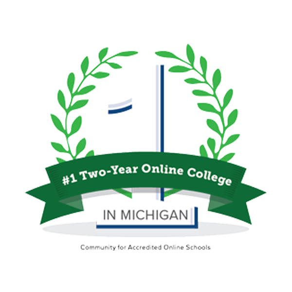 #1 two year college in michigan badge