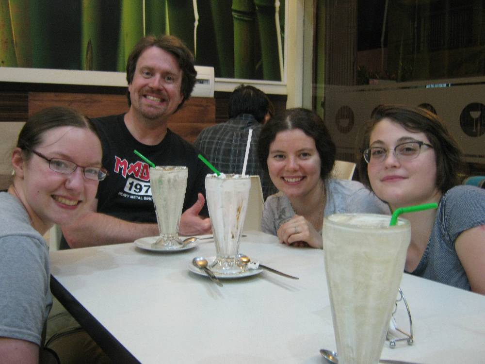 Here is Dr. Barrett and my classmates chilling after we finished delicious milkshakes after a long day of work at Centro Mallqui.
