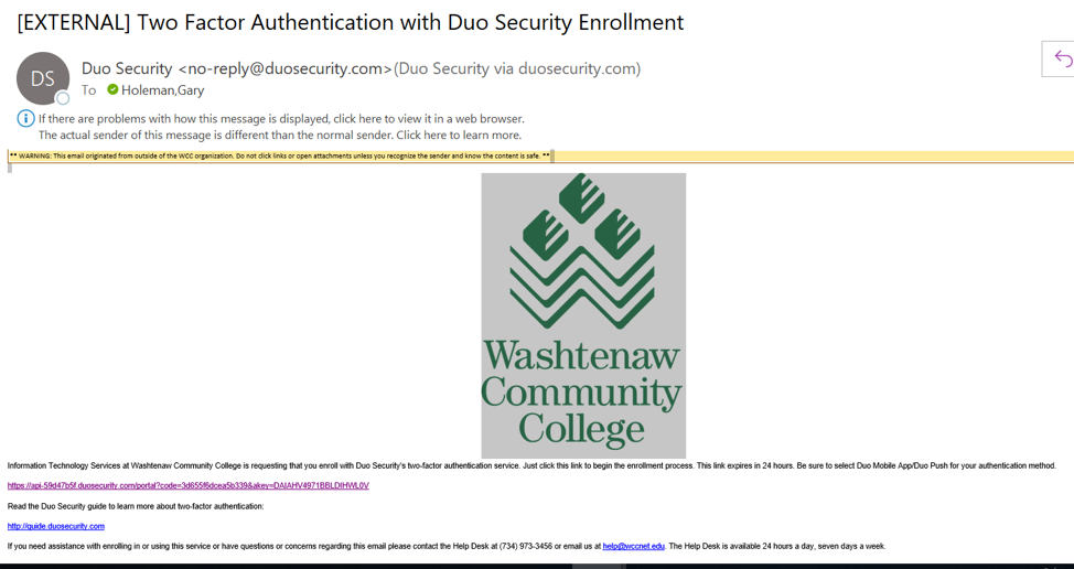 Two Factor Authentication with Duo Security Email