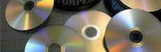 A pile of blank DVD media