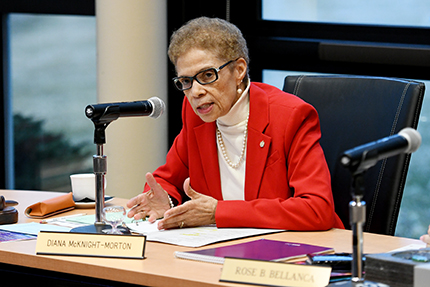 Diana McKnight-Morton at the March 2018 meeting of the WCC Board of Trustees