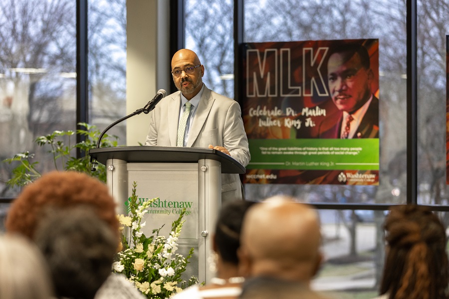 Dr. Clarence Jennings speaks at the 2023 MLK Day celebration.