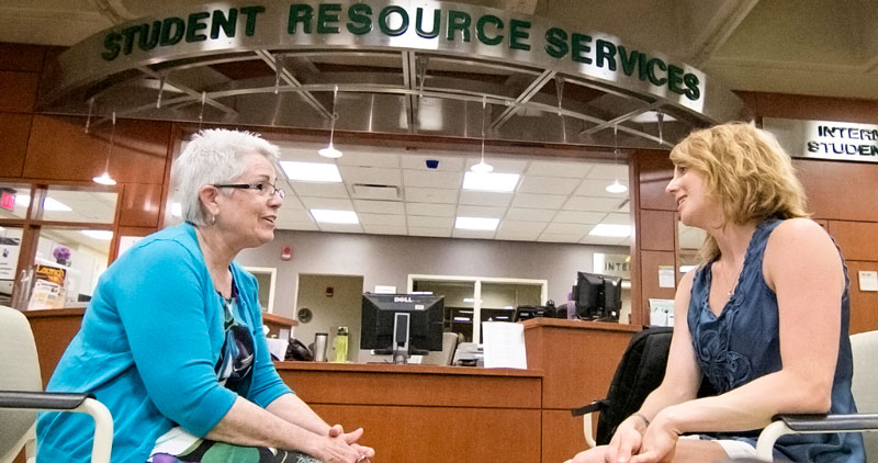 Adult student seeking help by the Student Resource Center